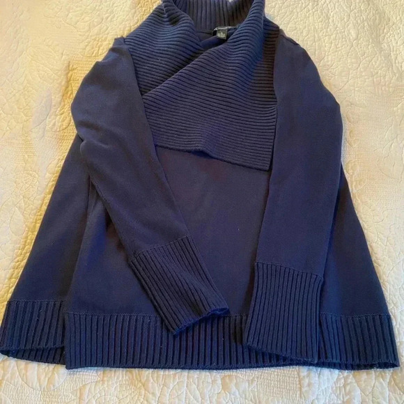 Inc blue open front long sleeve cardigan with collar size medium. - Picture 3 of 5